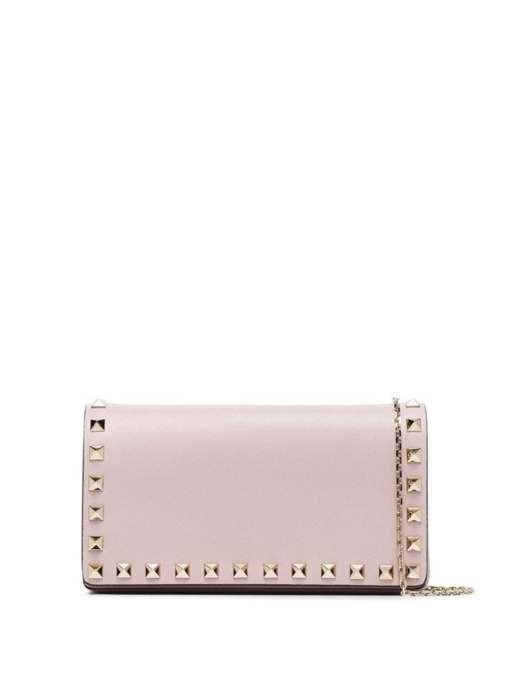 Valentino Pink Rockstud Studded Wallet On Chain