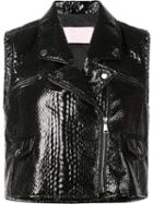 Giamba Sleeveless Textured Biker Jacket, Women's, Size: 42, Black, Polyester/acrylic/polyurethane/viscose