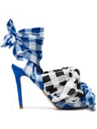 Natasha Zinko 125 Cotton Gingham Sandals - Blue