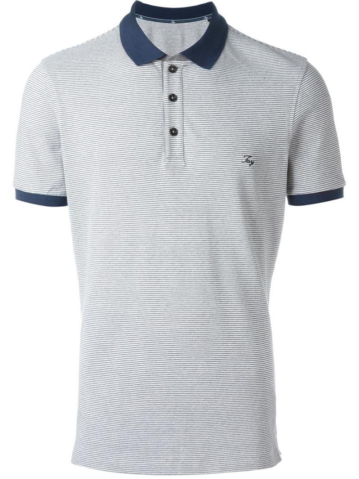 Fay Contrast Collar Polo Shirt, Men's, Size: Xxl, White, Cotton/spandex/elastane