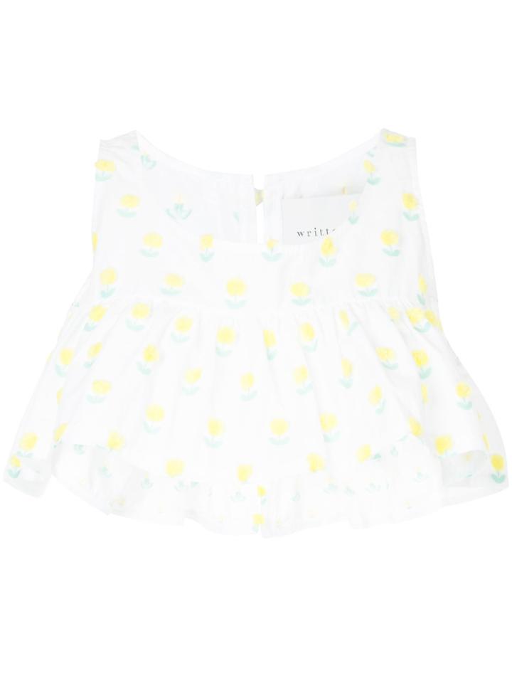 Writtenafterwards Floral-embroidered Cropped Top - White