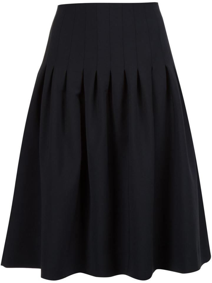 Adam Lippes Pleated Knee Length Skirt, Women's, Size: 6, Black, Spandex/elastane/wool