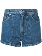 Re/done Solid Striped X Re/done 70s Af Pintuck Shorts - Blue