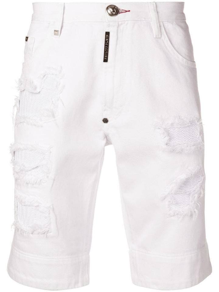 Philipp Plein Destroyed Bermudas - White