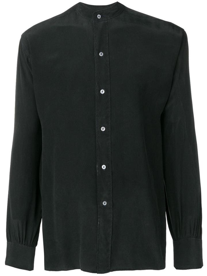 Yves Saint Laurent Vintage 1970's Mandarin Collar Shirt - Black