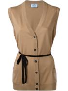 Prada Sleeveless Cardigan, Women's, Size: 46, Nude/neutrals, Wool