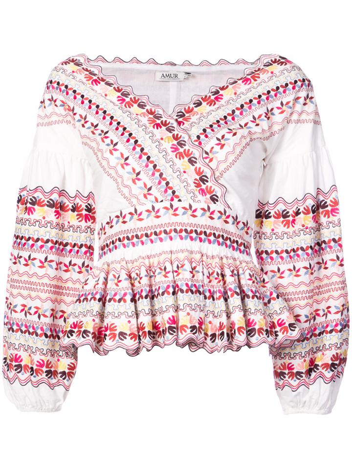 Amur Embroidered Peasant Blouse - White