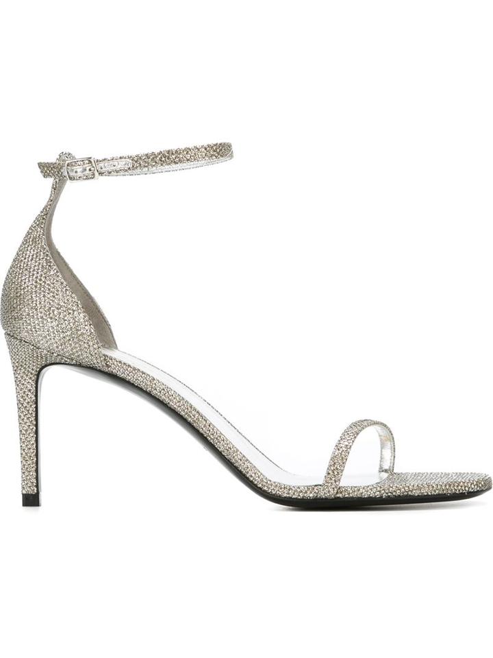 Saint Laurent Jane Sandals, Women's, Size: 36.5, Grey, Leather