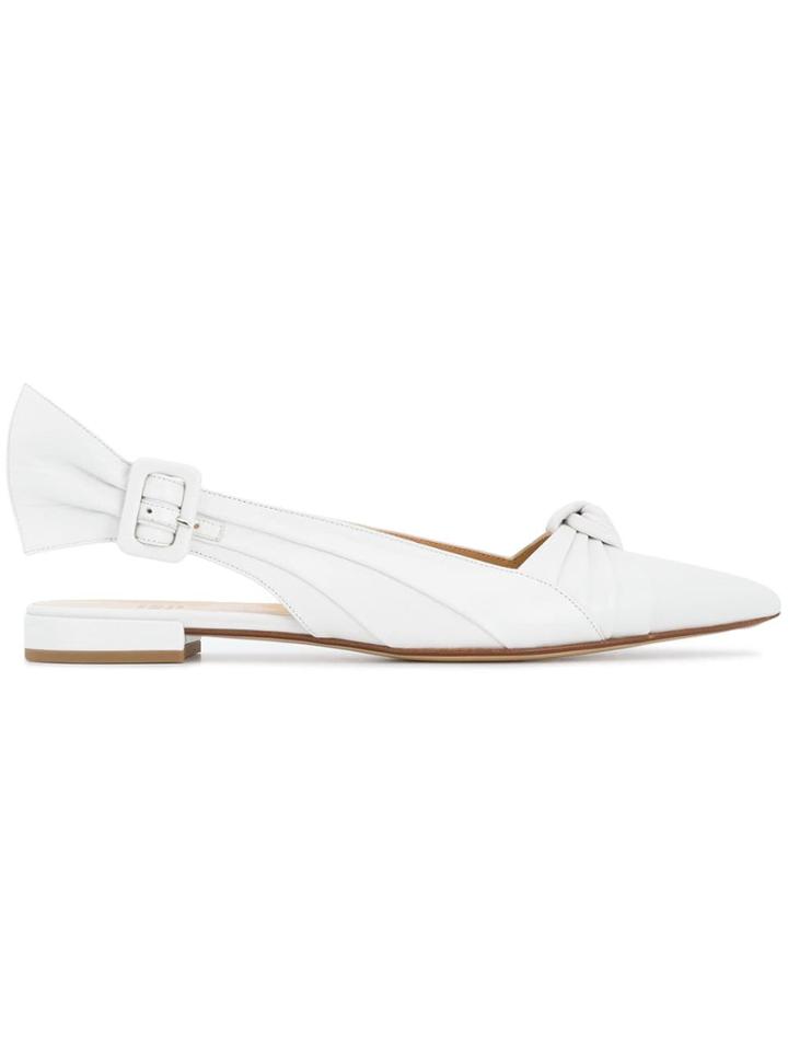 Francesco Russo Knot Detail Ballerina Shoes - White