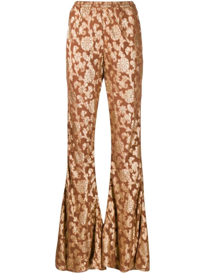 Mes Demoiselles Floral Print Flared Trousers - Neutrals