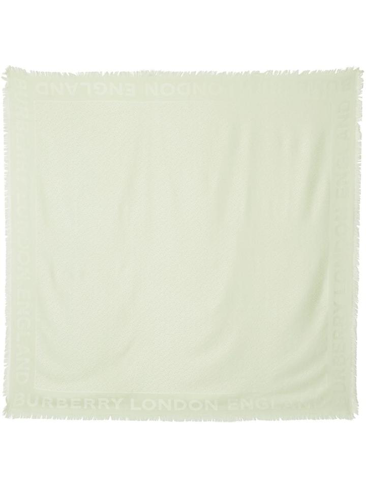 Burberry Monogram Silk Wool Jacquard Large Square Scarf - Green