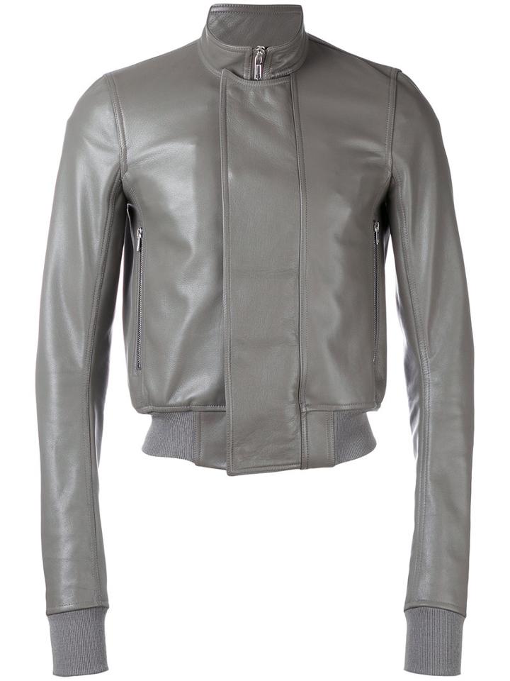 Rick Owens - Cropped Bomber Jacket - Men - Cotton/goat Skin/cupro/virgin Wool - 52, Grey, Cotton/goat Skin/cupro/virgin Wool