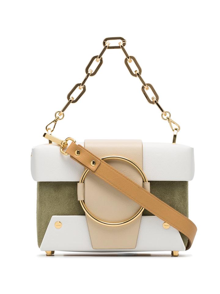 Yuzefi Multicoloured Asher Leather And Suede Box Bag - Green