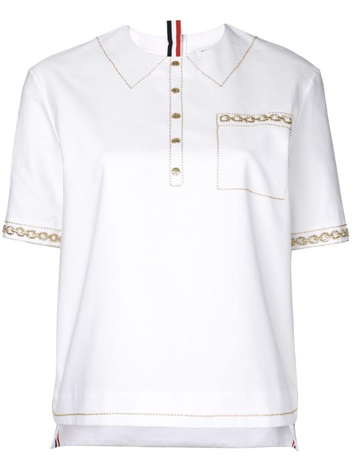 Thom Browne Trompe L'oiel Chain Oversized Tee - White