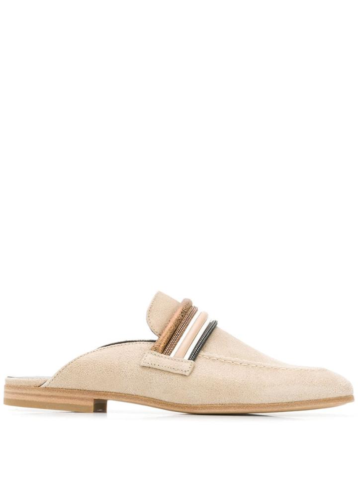 Brunello Cucinelli Striped Detail Mules - Neutrals
