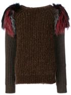 Agnona Embellished Shoulder Sweater - Brown
