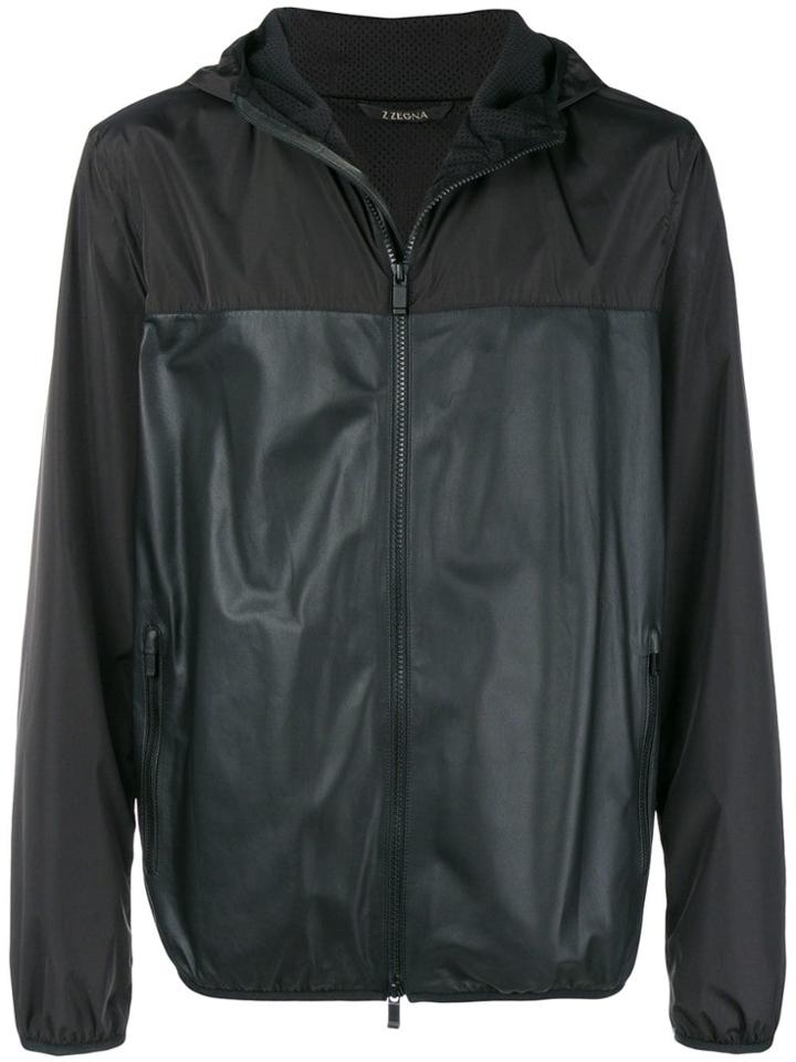 Z Zegna Hooded Windbreaker Jacket - Black