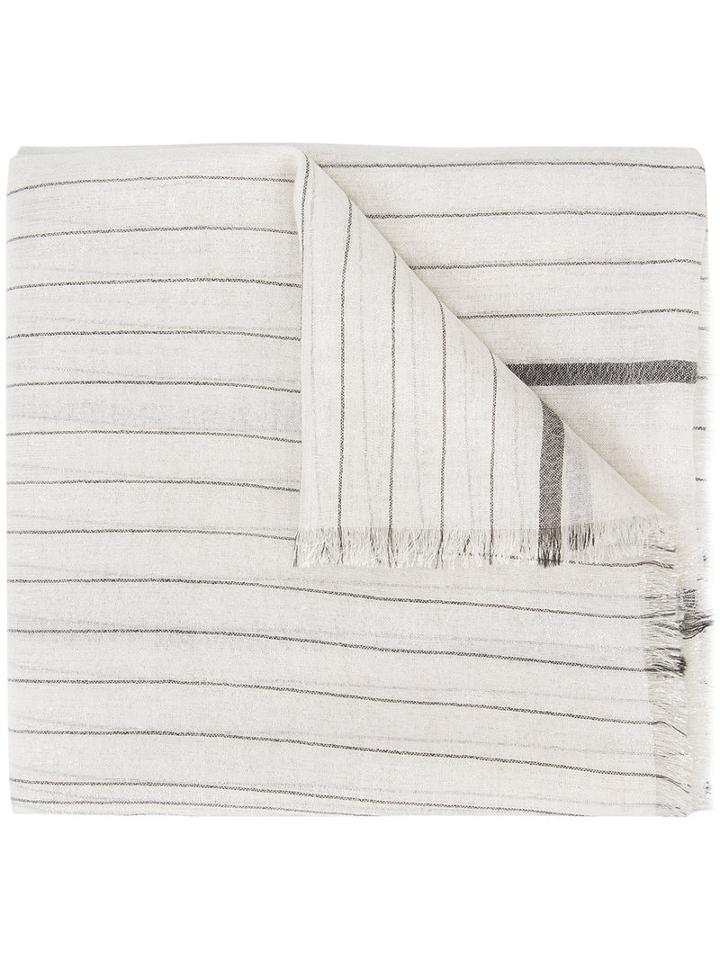 Brunello Cucinelli Striped Scarf, Women's, Nude/neutrals, Cashmere/silk/polyamide