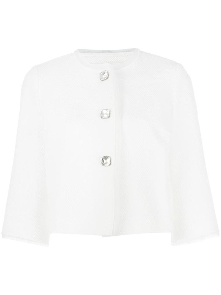 Ermanno Scervino Three-quarters Sleeve Boxy Jacket - White