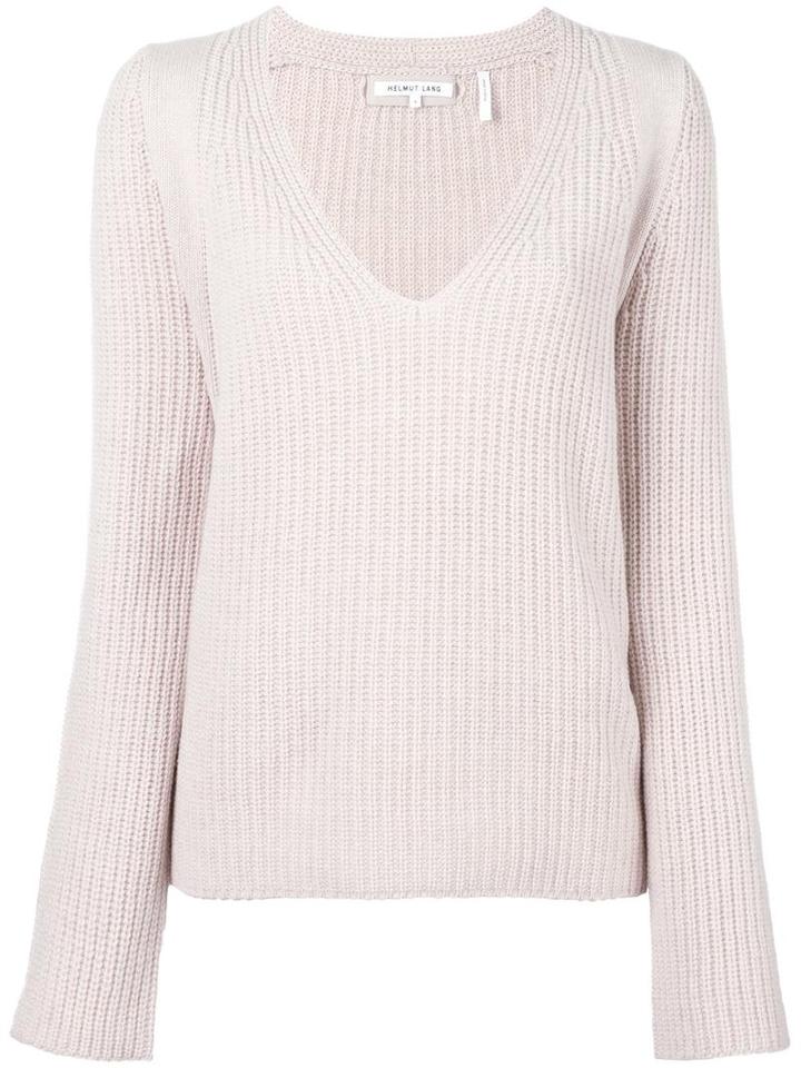 Helmut Lang V -neck Ribbed Jumper, Women's, Size: Small, Nude/neutrals, Cashmere/wool/polyester