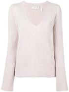 Helmut Lang V -neck Ribbed Jumper, Women's, Size: Small, Nude/neutrals, Cashmere/wool/polyester