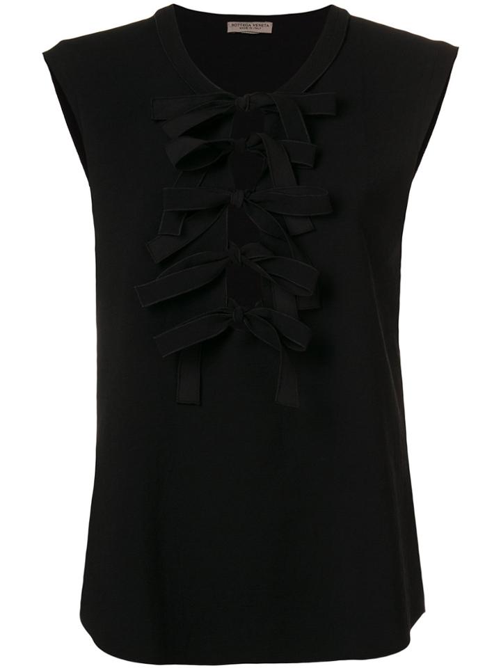 Bottega Veneta Tie Front Sleeveless Blouse - Black