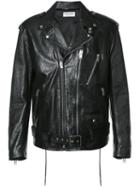 Saint Laurent Signature Motorcycle Jacket, Men's, Size: 48, Black, Cupro/cotton/calf Leather