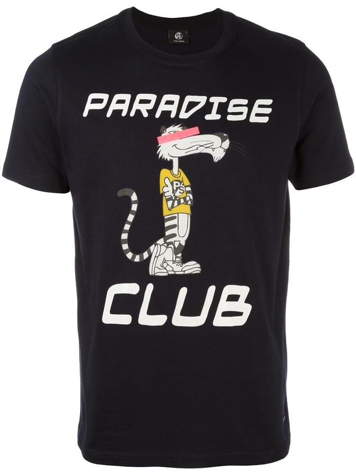 Ps By Paul Smith 'paradise Club' T-shirt, Men's, Size: Large, Blue, Organic Cotton