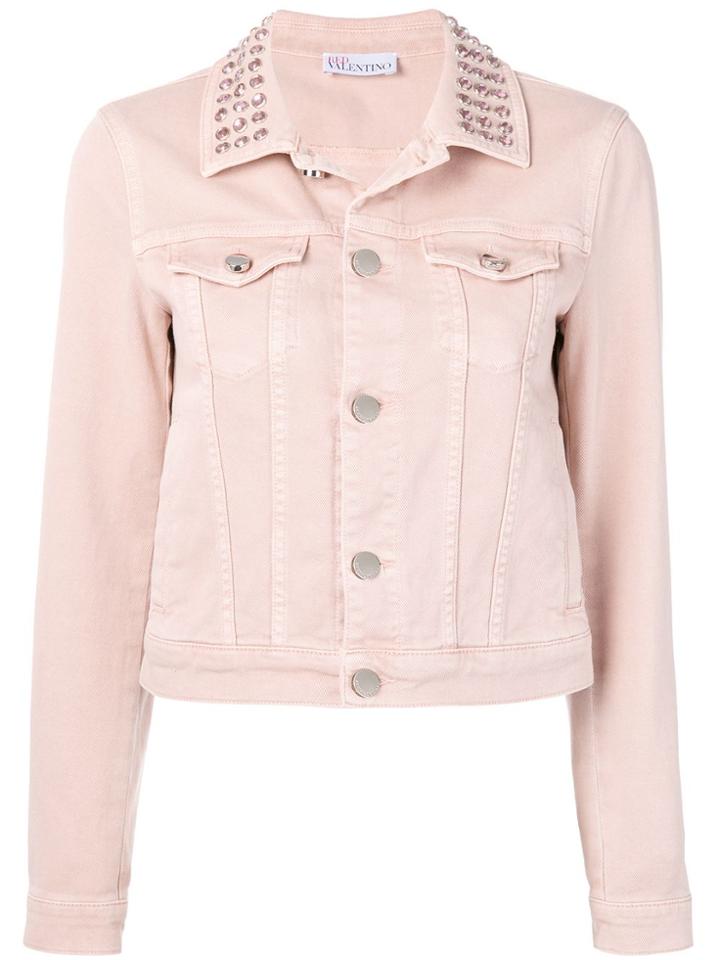 Red Valentino Studded Collar Denim Jacket - Pink
