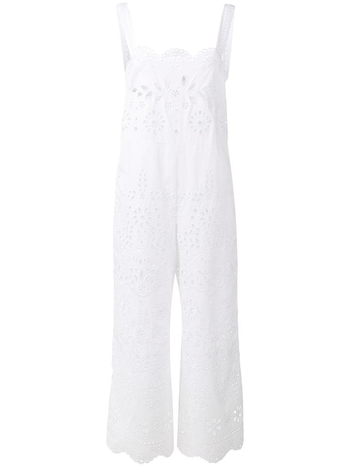 Red Valentino - Crochet Overall Jumpsuit - Women - Cotton - 44, White, Cotton
