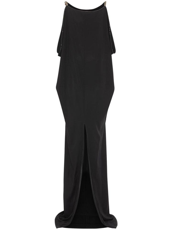 Burberry Crystal And Chain Detail Stretch Jersey Gown - Black