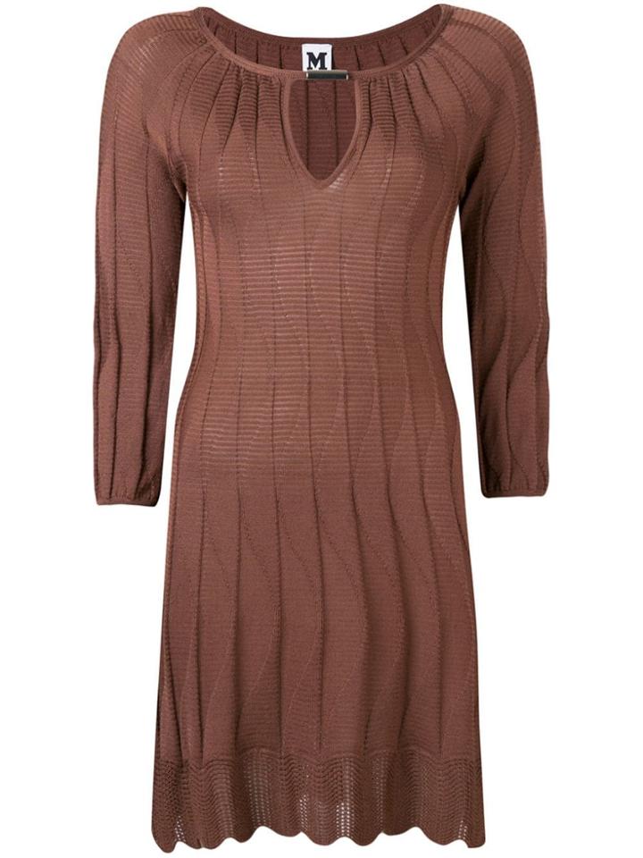 Missoni Vintage 2000's Knitted Scalloped Dress - Brown