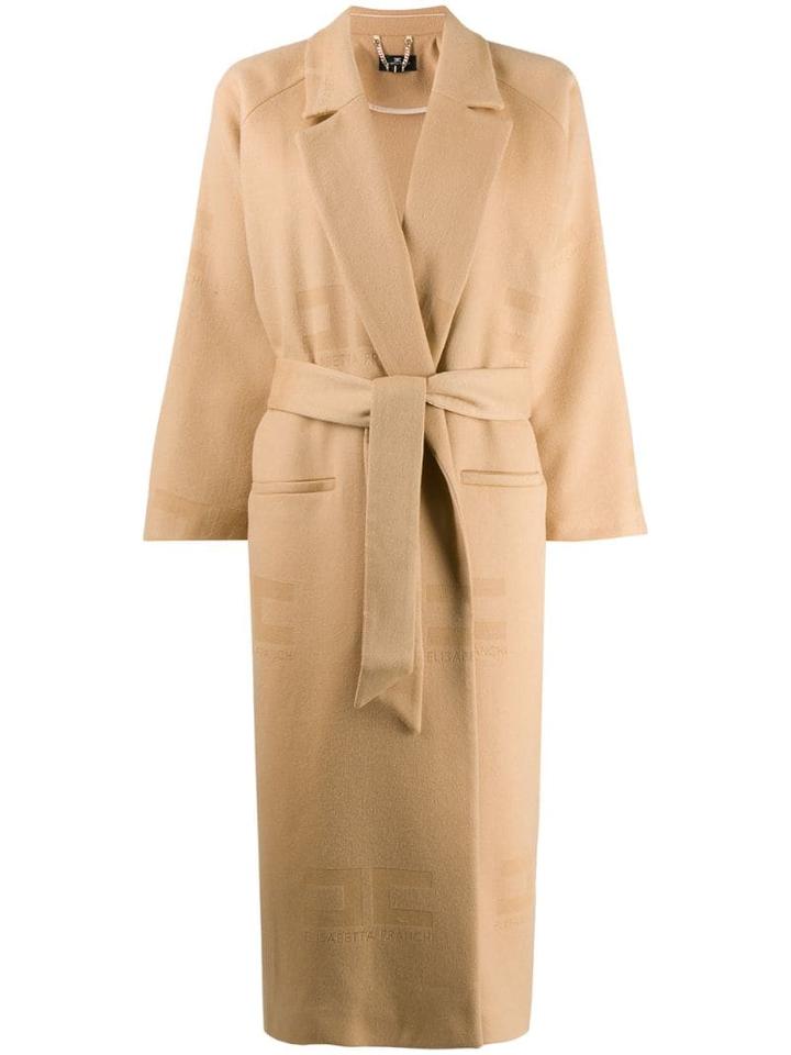 Elisabetta Franchi Logo Pattern Trench Coat - Neutrals