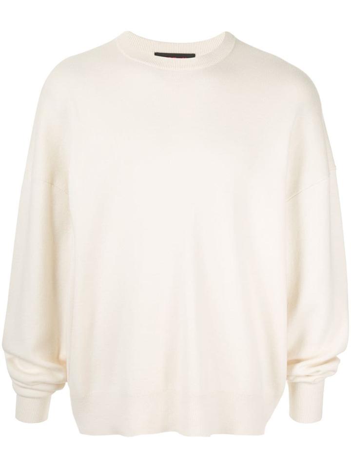 Caban Round Neck Knit Jumper - White
