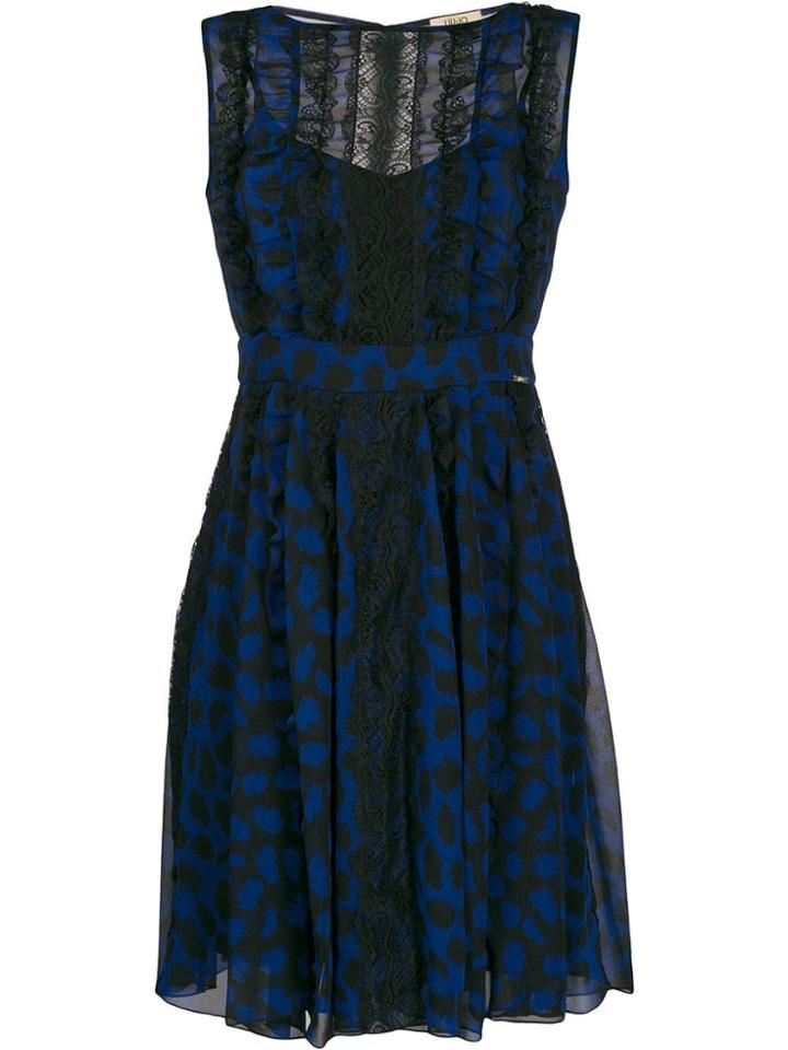Liu Jo Animal-print Lace-detail Dress - Blue