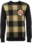 Balmain Tartan Check Sweatshirt, Men's, Size: Small, Black, Polyamide/polyester/viscose/merino