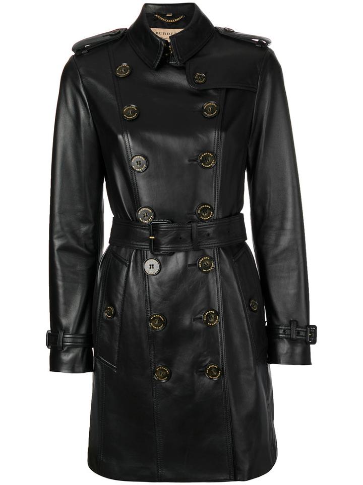 Burberry - Double Breasted Coat - Women - Lamb Skin/viscose - 12, Black, Lamb Skin/viscose