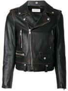 Saint Laurent - Classic Bouche Motorcycle Jacket - Women - Cotton/calf Leather/polyester/cupro - 40, Brown, Cotton/calf Leather/polyester/cupro