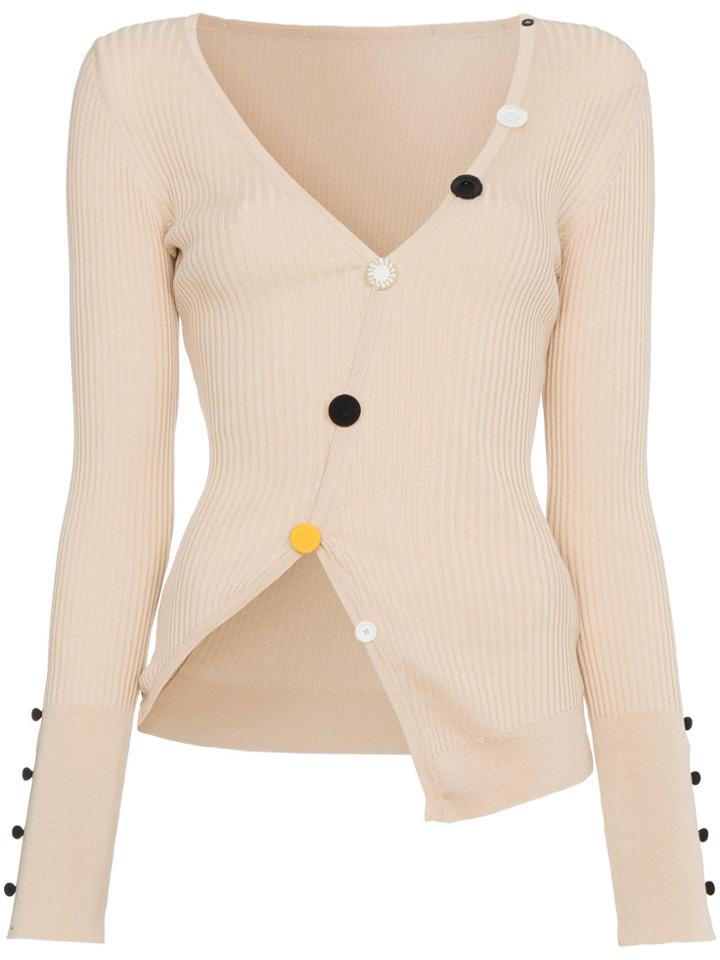 Jacquemus Asymmetric Cropped Cardigan - Nude & Neutrals