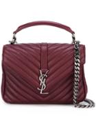 Small Monogram Collège Satchel Bag, Women's, Pink/purple, Leather, Saint Laurent