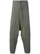 Lost & Found Rooms Drop-crotch Loose-fit Trousers, Men's, Size: Xs, Grey, Linen/flax/cotton