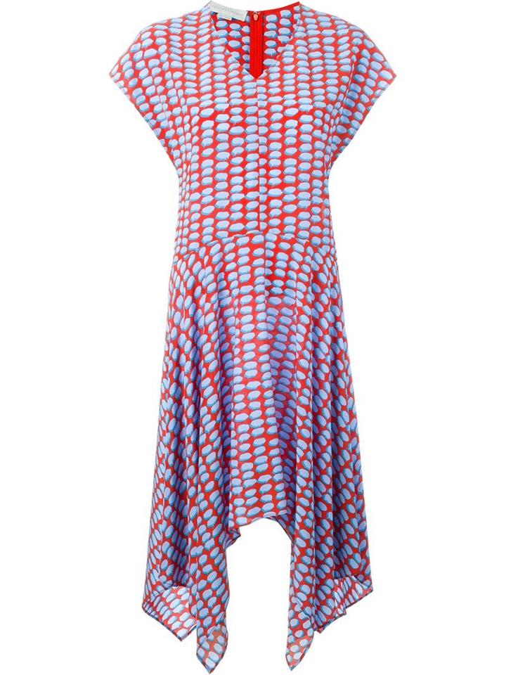 Stella Mccartney Printed Asymmetric Dress, Women's, Size: 42, Red, Silk