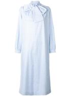 Saks Potts Neck Tie Checked Dress, Women's, Size: 2, Blue, Cotton