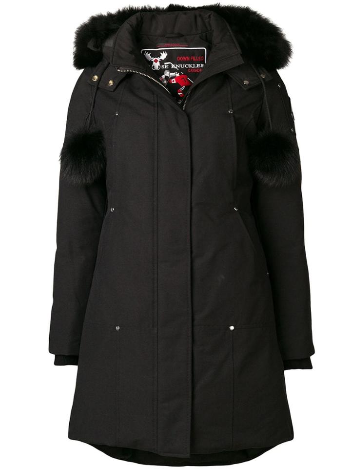 Moose Knuckles Zipped Fur-trim Coat - Black
