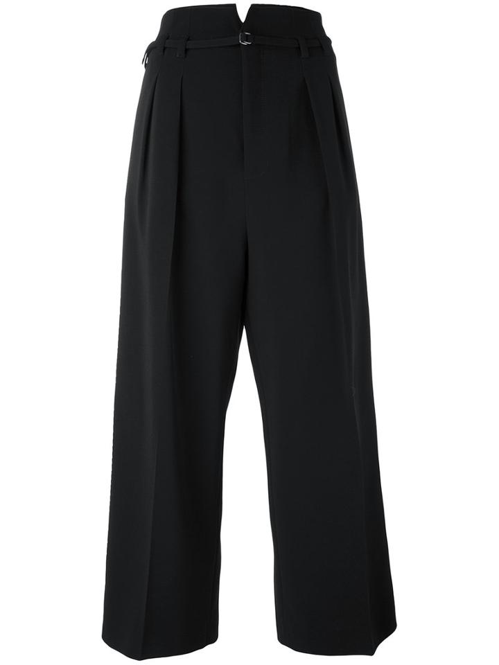 Red Valentino - Pleated Cropped Trousers - Women - Acetate/viscose/spandex/elastane - 38, Black, Acetate/viscose/spandex/elastane