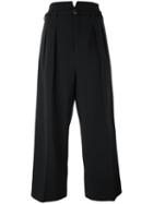 Red Valentino - Pleated Cropped Trousers - Women - Acetate/viscose/spandex/elastane - 38, Black, Acetate/viscose/spandex/elastane