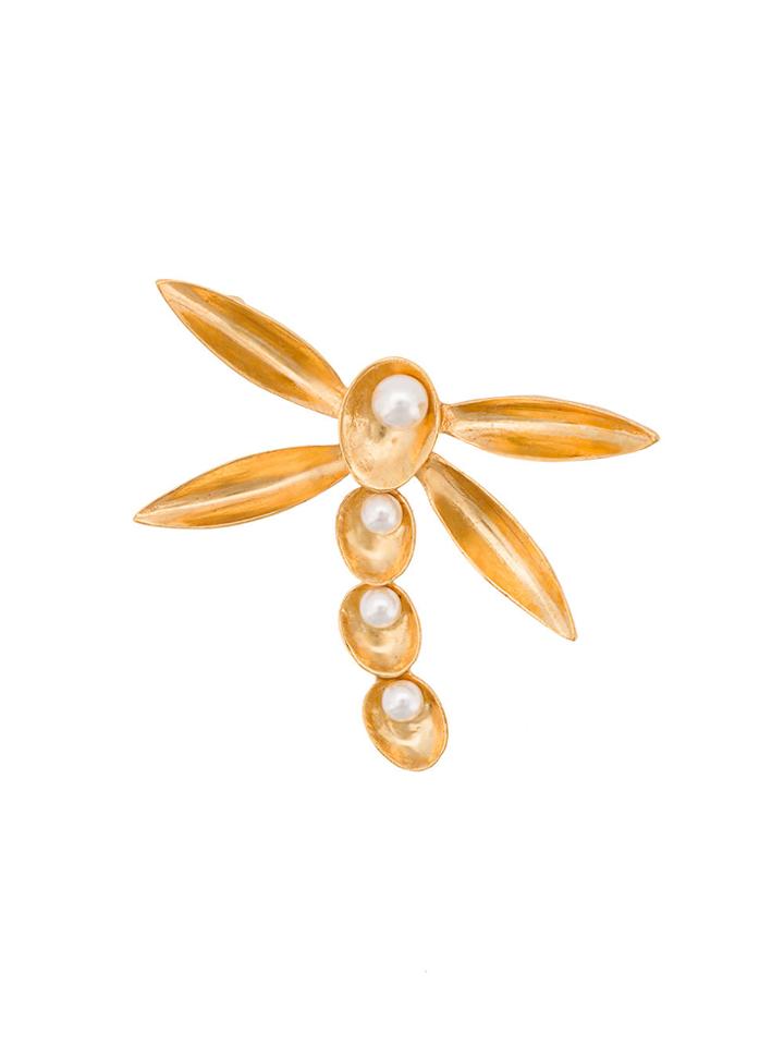 Oscar De La Renta Pearl Shell Brooch - Metallic