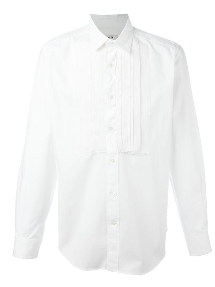 Ports 1961 Pleated Bib Shirt, Men's, Size: 42, White, Cotton