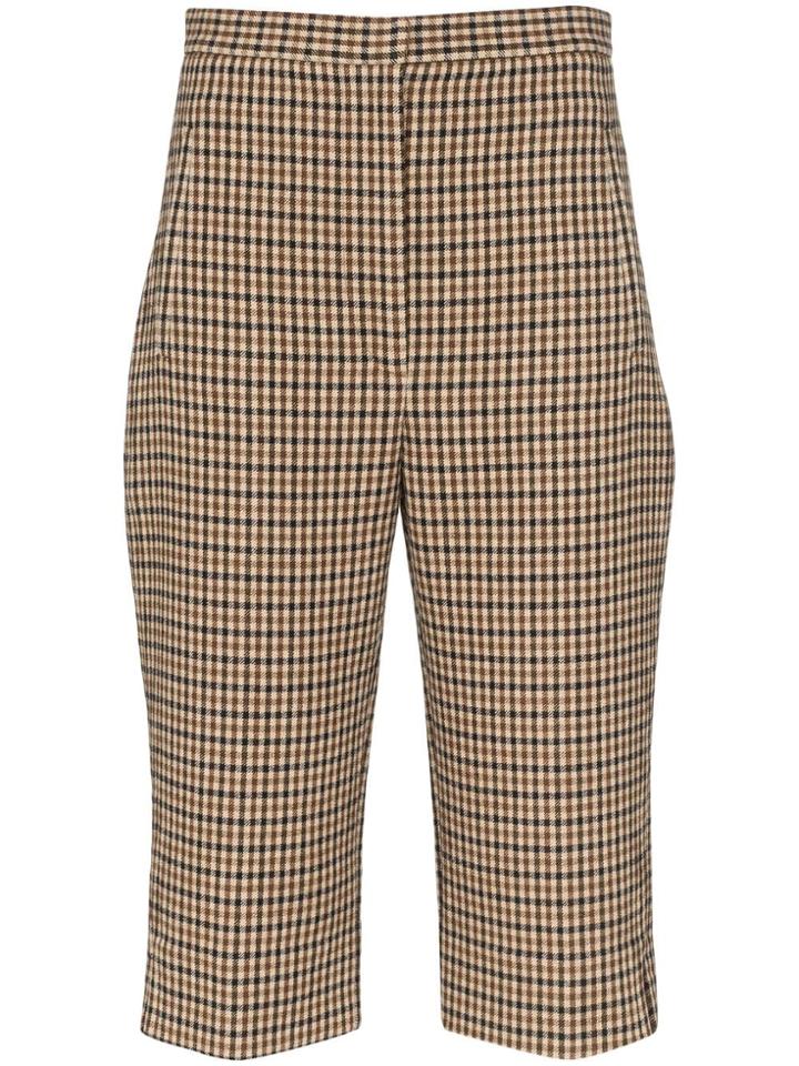 Khaite Ruby Checked Shorts - Brown