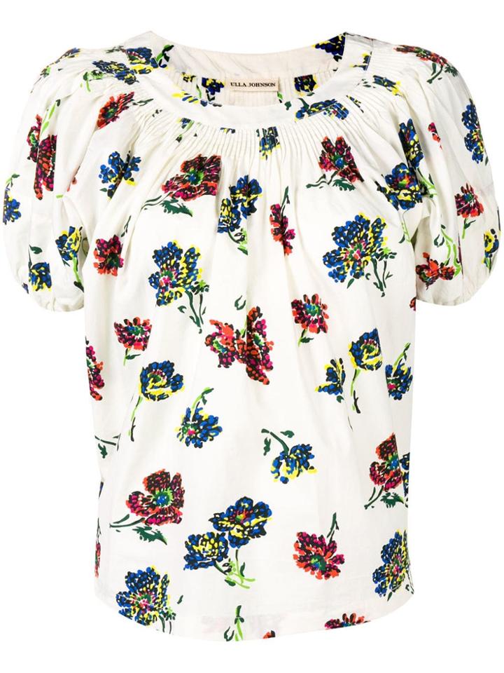 Ulla Johnson Celie Printed Cotton Top - White